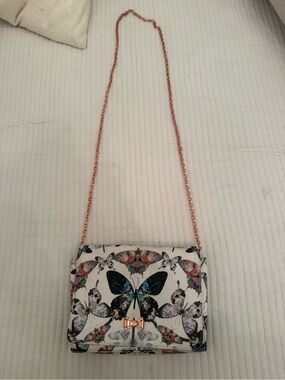 Ted Baker White Butterfly Crossbody with Rose Gold Chain